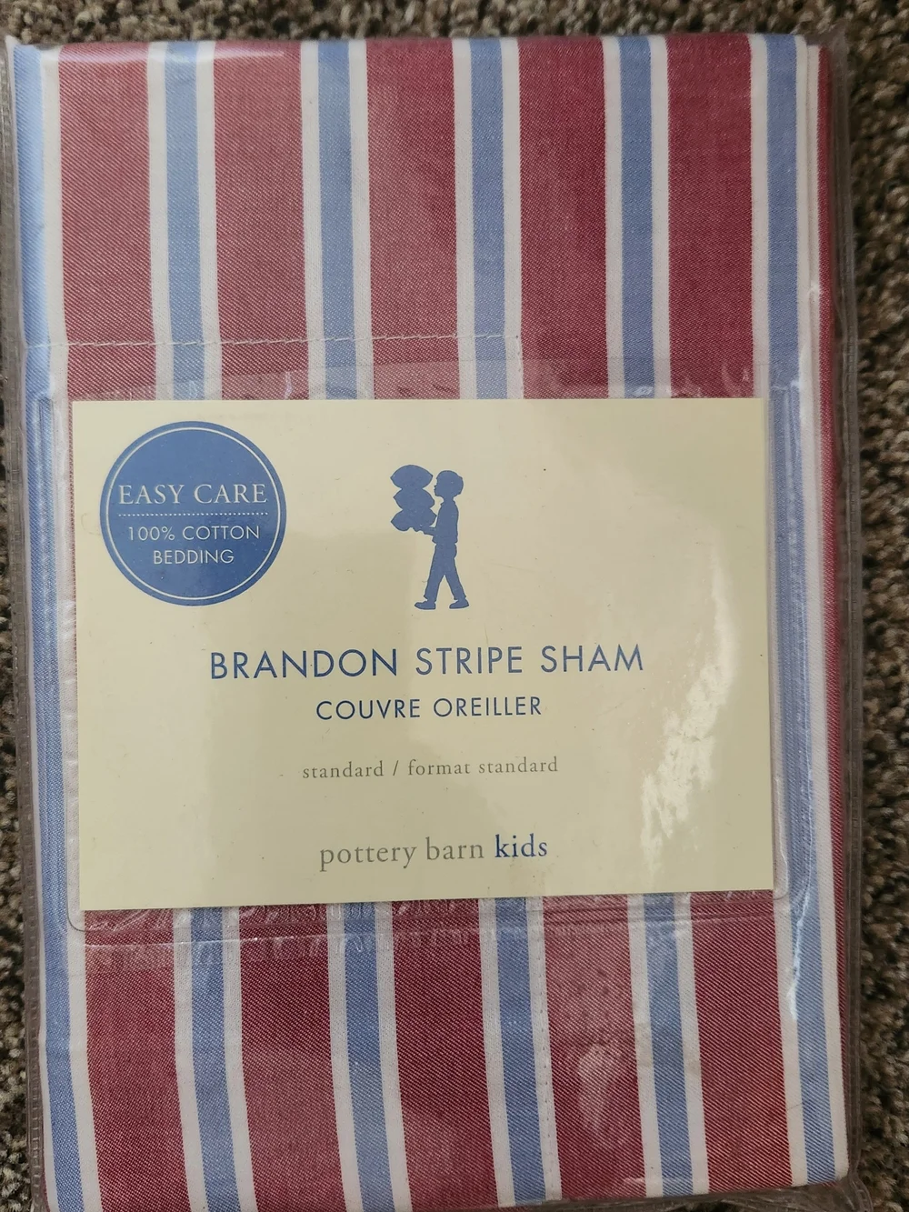 Pottery Barn Kids Brandon Stripe Duvet Cover & Sham SET - Red, Blue & White
